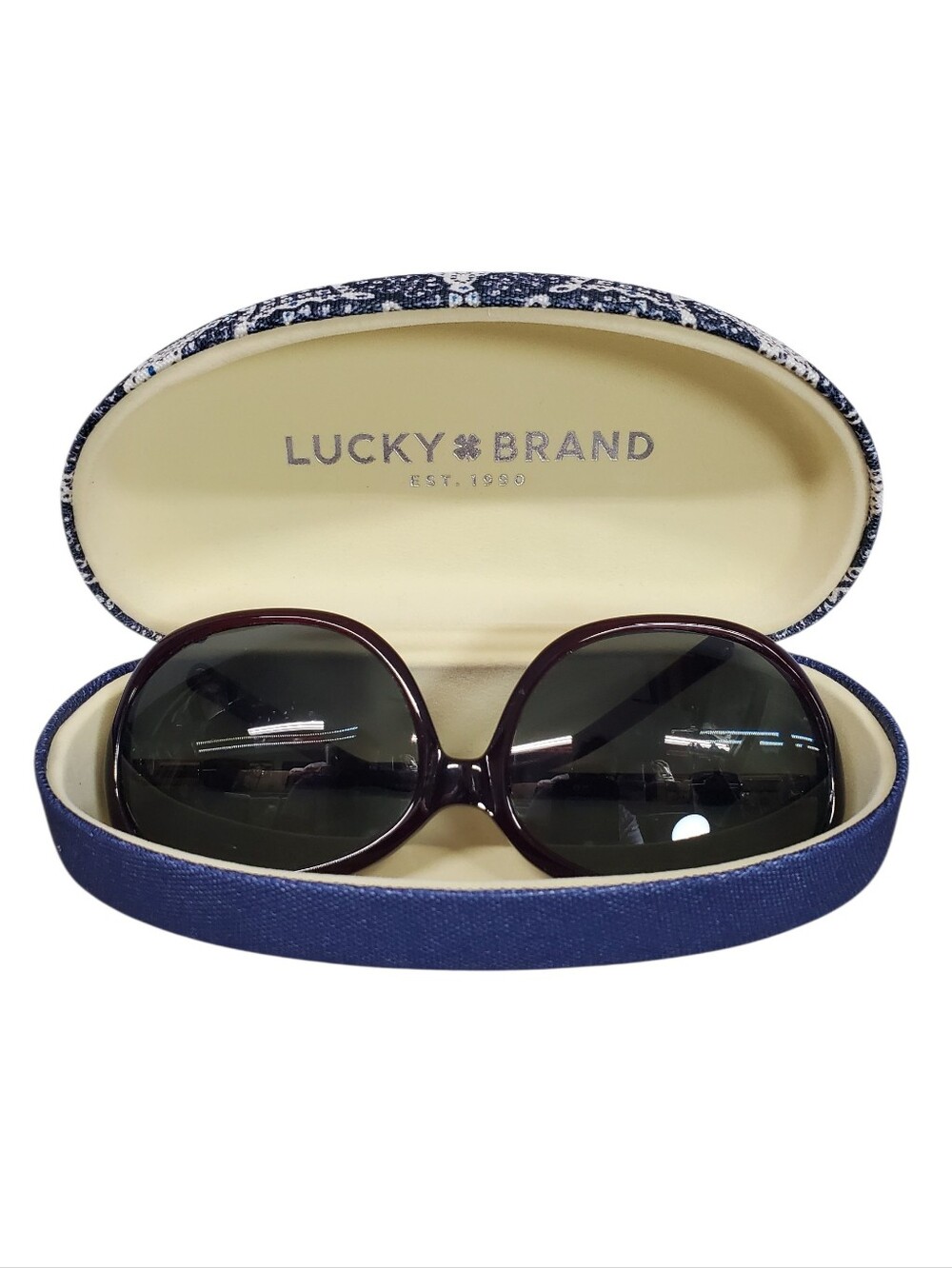 Lucky Brand Sunglasses Oversized Fashion Luxery Minimalism Blue Mosaic